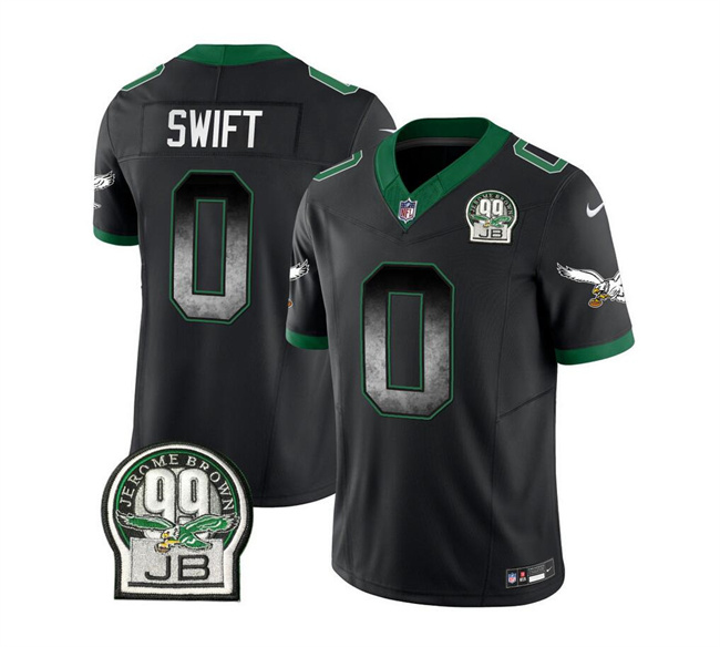 Men's Philadelphia Eagles #0 D'Andre Swift Black 2023 F.U.S.E. Throwback Vapor Untouchable Limited Football Stitched Jersey